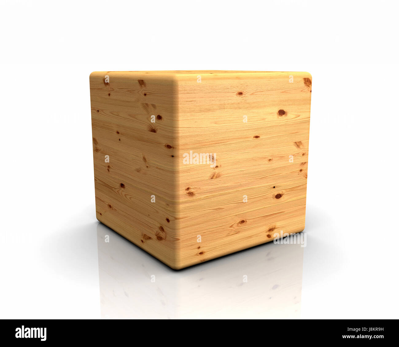 Timber Cube Rounded Edges 3d wooden cube with rounded ends - pine knothole Stock Photo - Alamy