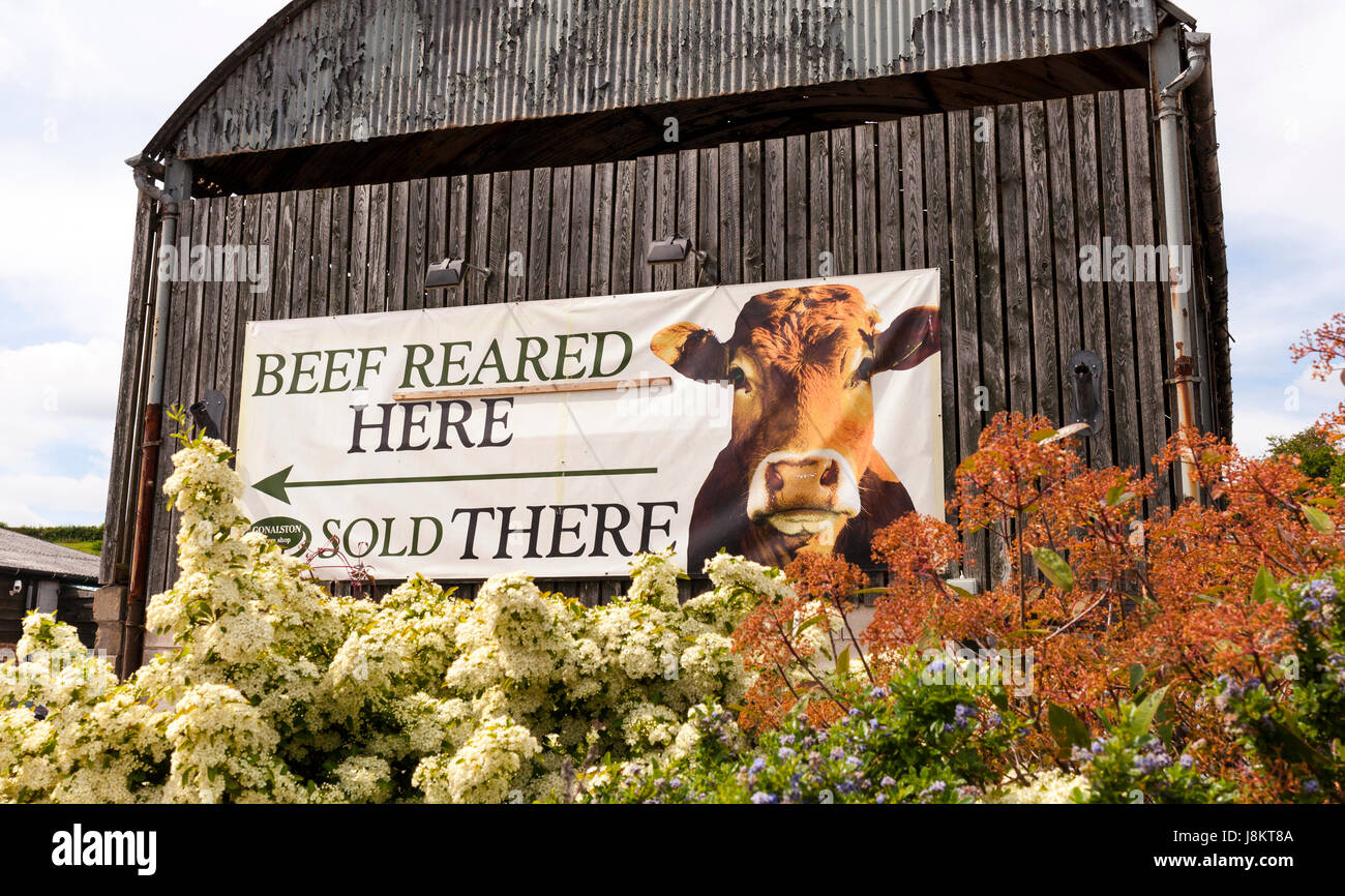 A farm shop selling locally reared beef in the UK Stock Photo