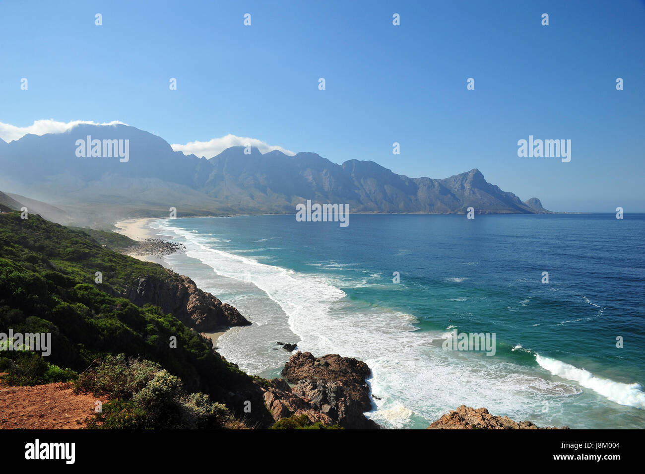 mountains, africa, haze, distance, coast, south africa, spray, backdrop, Stock Photo