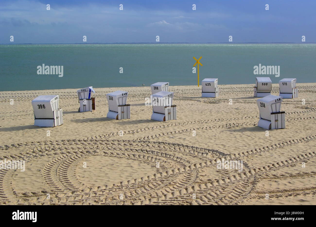 beach chairs in the group on sylt Stock Photo