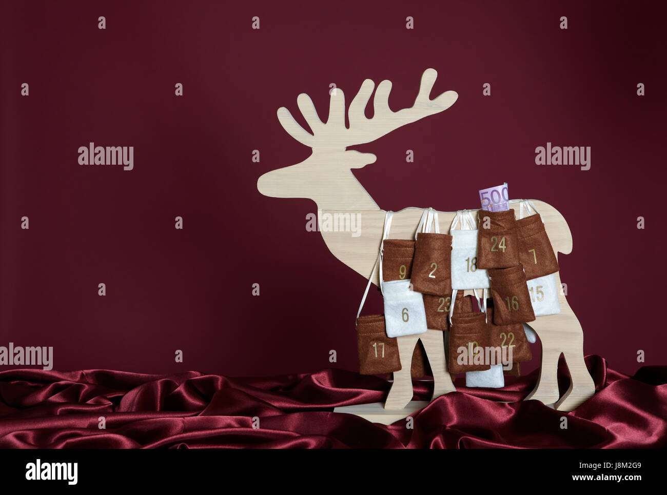 wood, bank note, elk, reindeer, satin, advent calendar, money, calender, Stock Photo