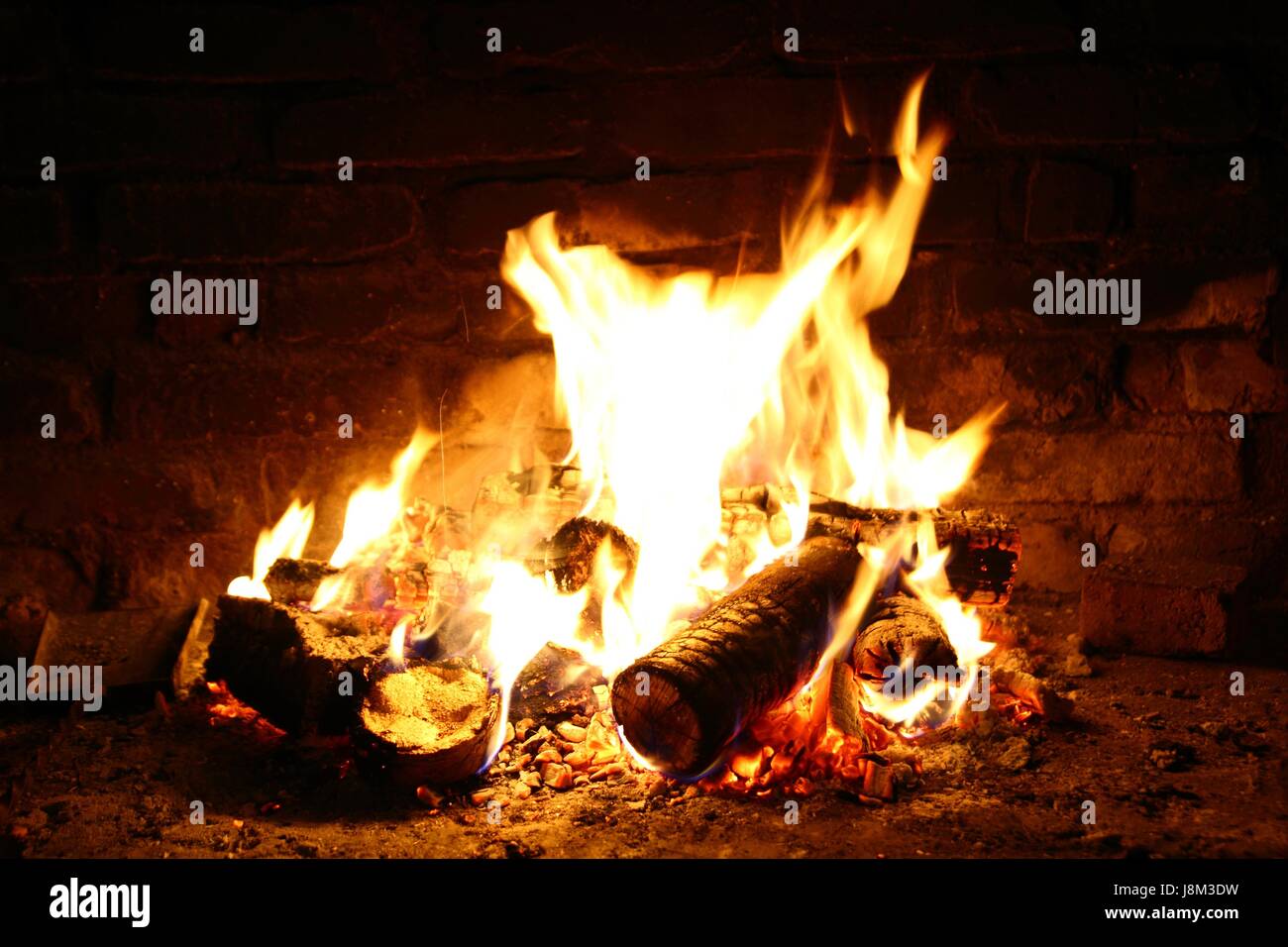 Fire flame at night Stock Photo