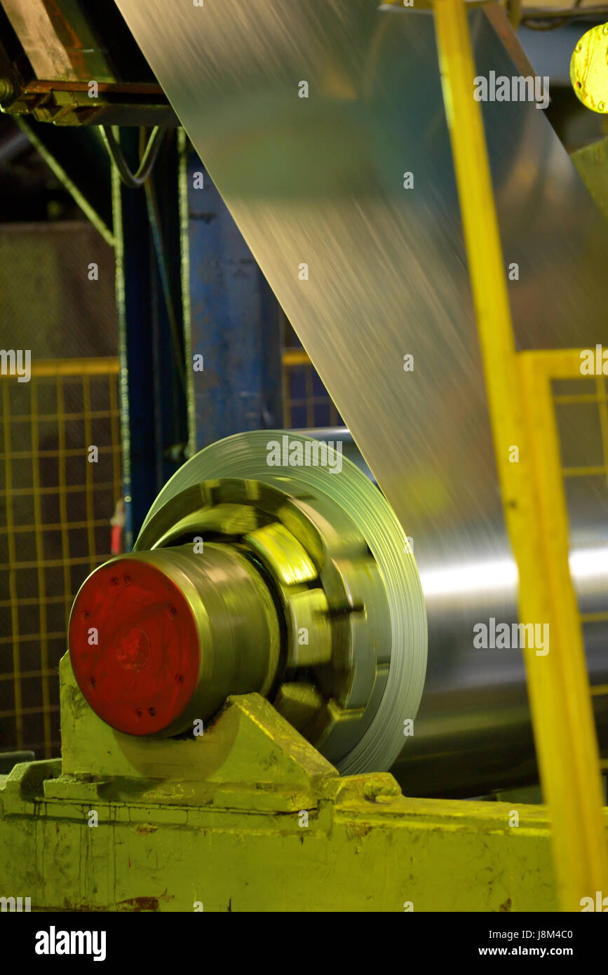 Rolls of metal sheet inside of steel plant Stock Photo