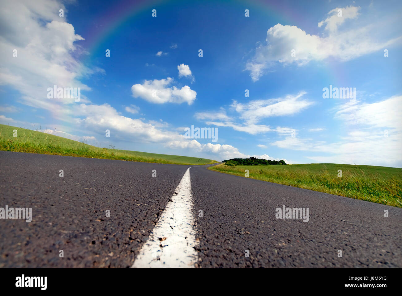 rainbow, destination, landscape, scenery, countryside, nature, road, street, Stock Photo