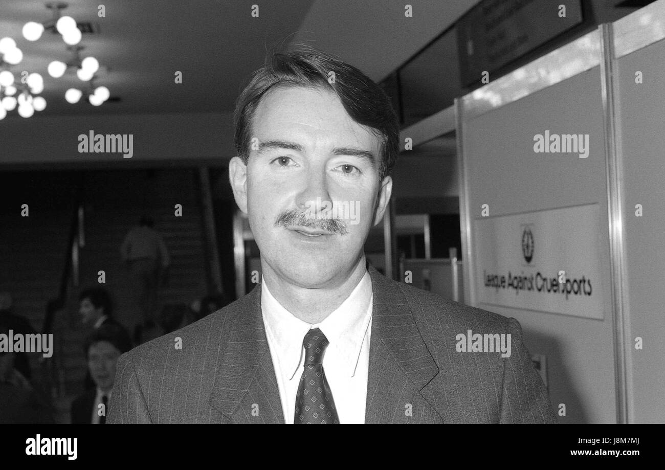 Peter Mandelson, Labour party Member of Parliament for Hartlepool, attends the party conference in Brighton, England on October 1, 1991. Stock Photo