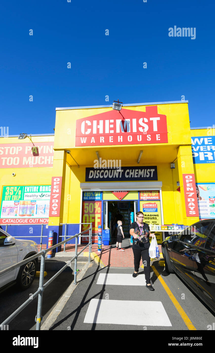 Storefront of Chemist Warehouse, a discount chemist store, Shellharbour, New South Wales, NSW, Australia Stock Photo