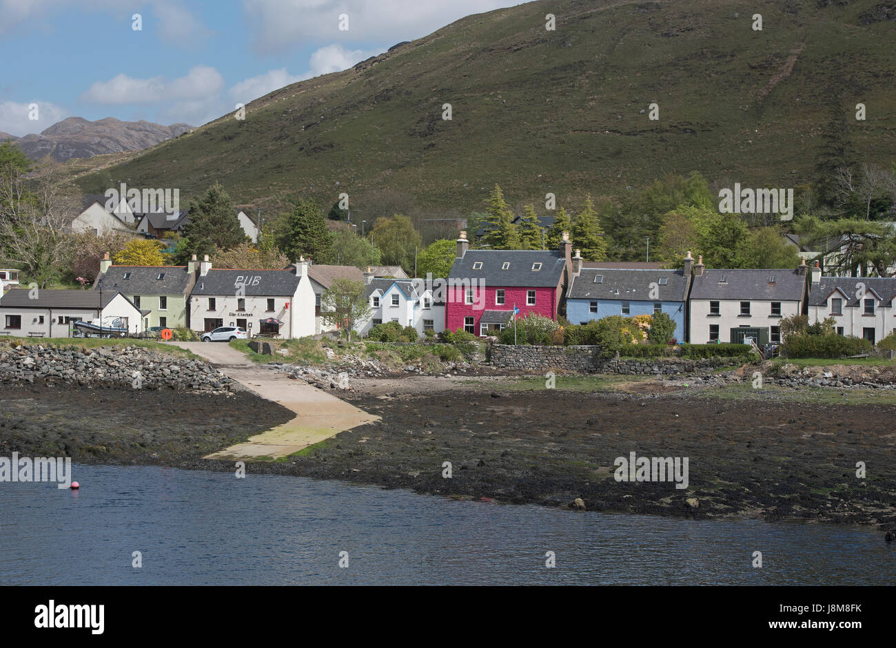 The Scottish North West Coast Sea Front Village Of Dornie With