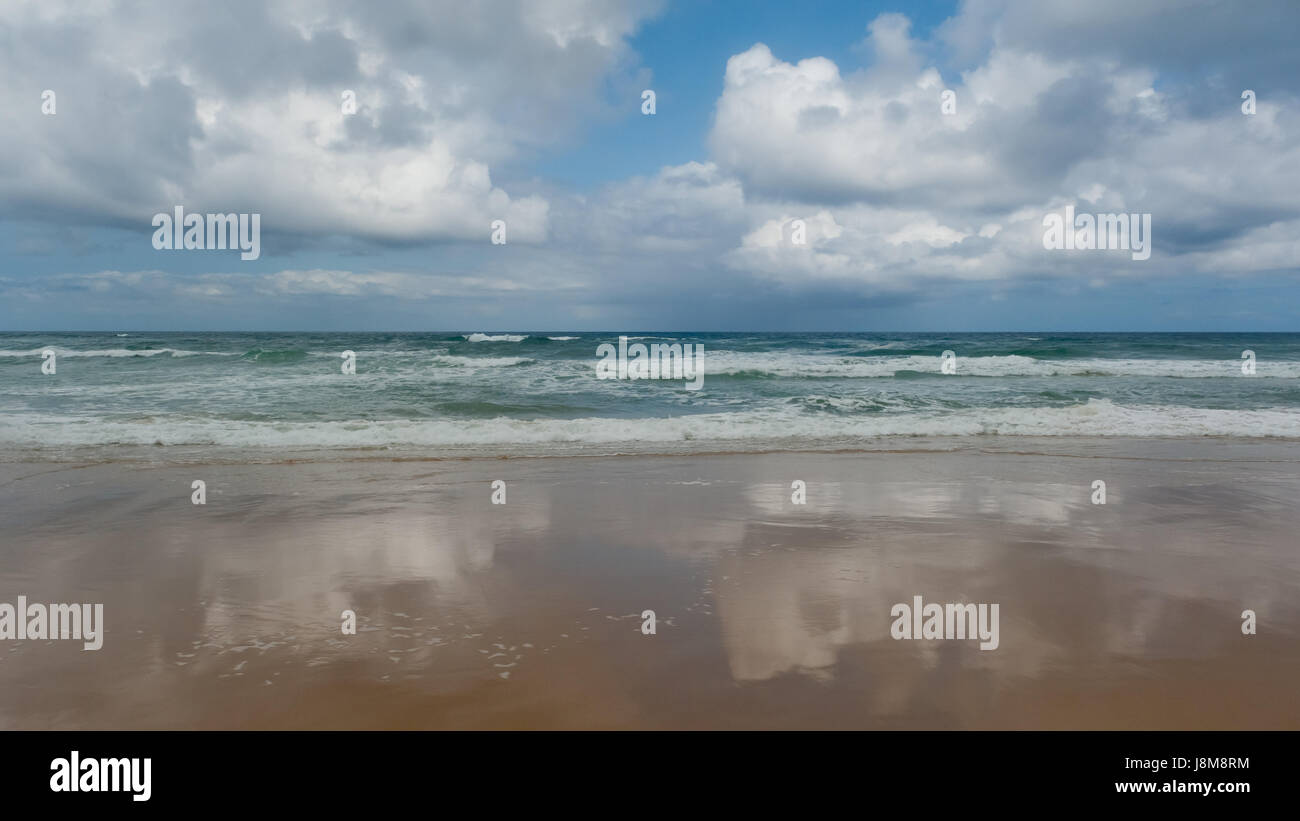 beach, seaside, the beach, seashore, mirroring, wave, salt water, sea, ocean, Stock Photo