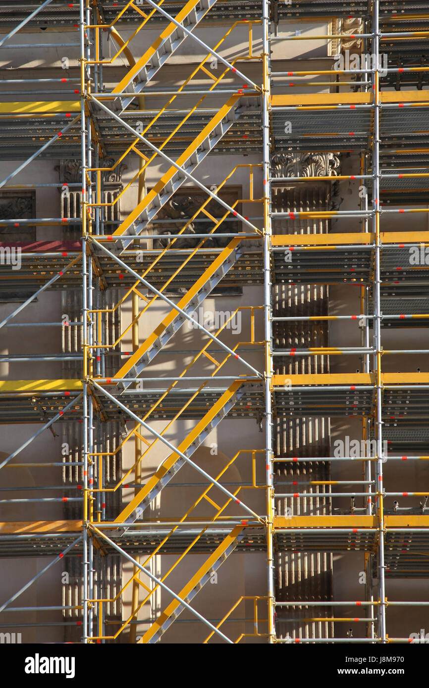 scaffold, scaffolding, redevelopment, building engineering, building industry Stock Photo Alamy