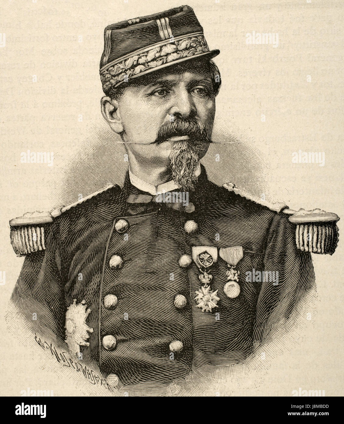 Antoine Chanzy (1823-1883). French general and governor of Algeria. Portrait. Engraving by Klose. 'Historia de Francia', 1883. Stock Photo