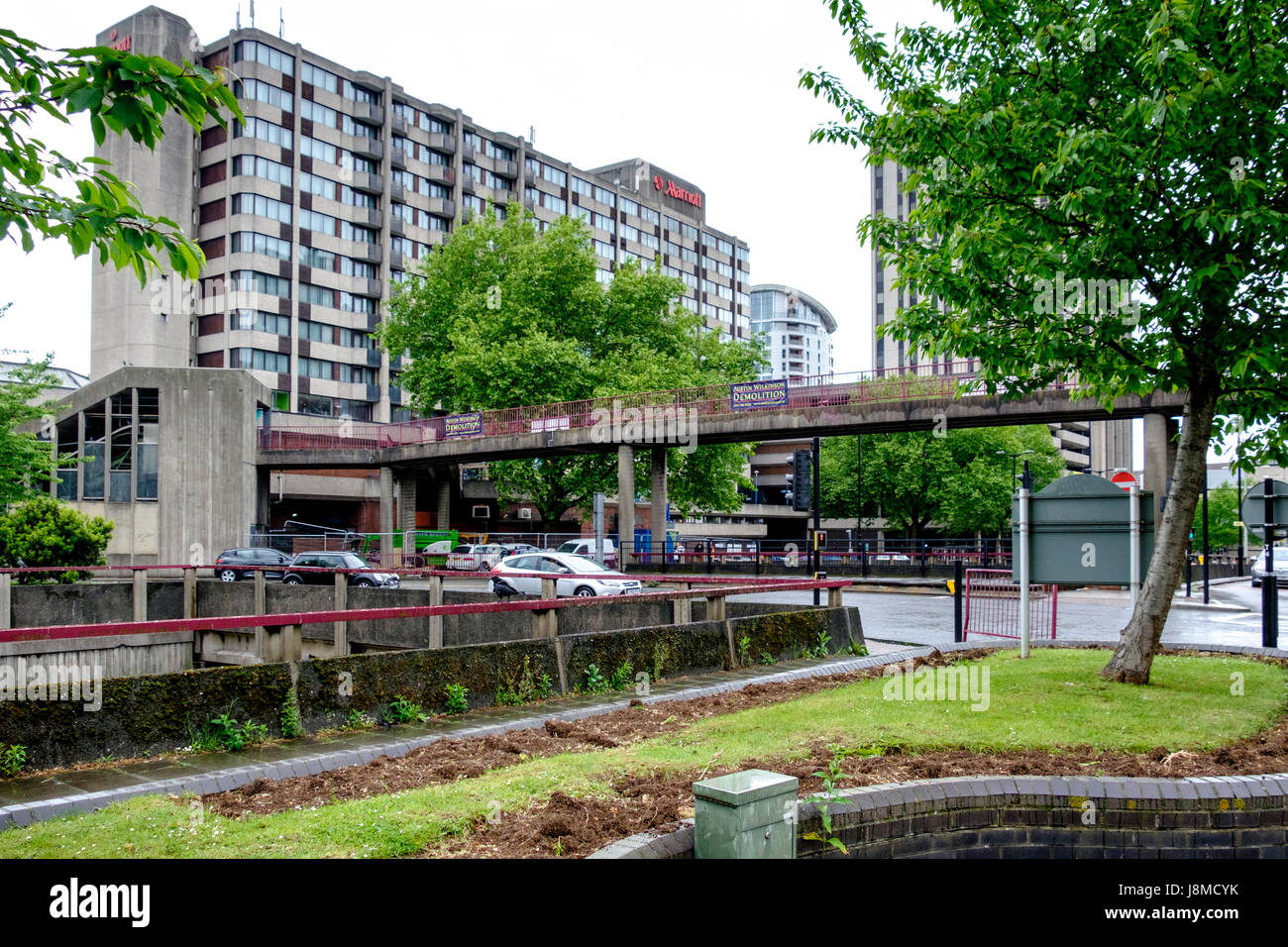 Old Market footbridge and escalator house Bristol England UK Stock