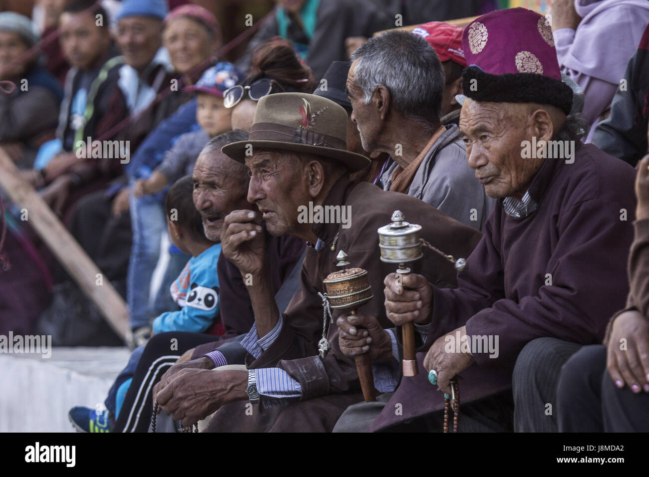 Ladakhi people watching Hemis festival. Leh district , Jammu and Kashmir, India Stock Photo