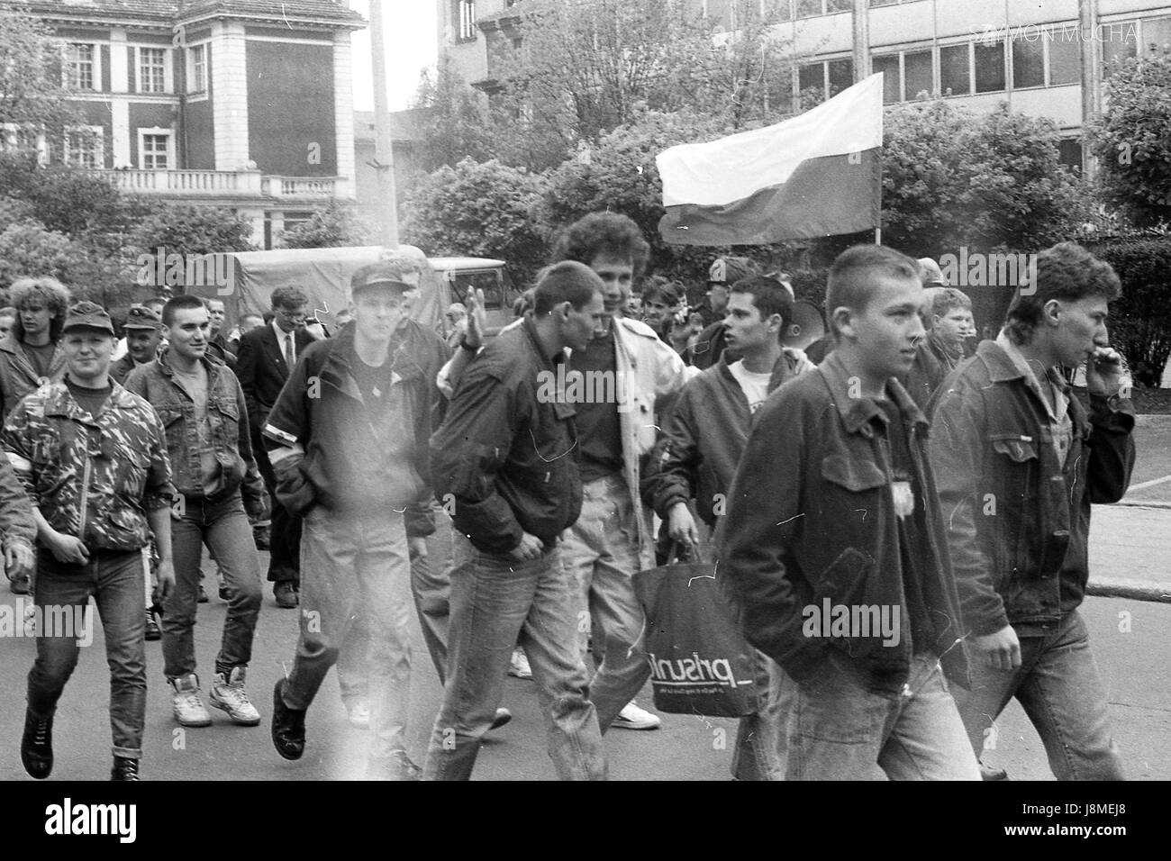 National conservative youth in Poland, early ' 90, Poznan demonstration, Stock Photo