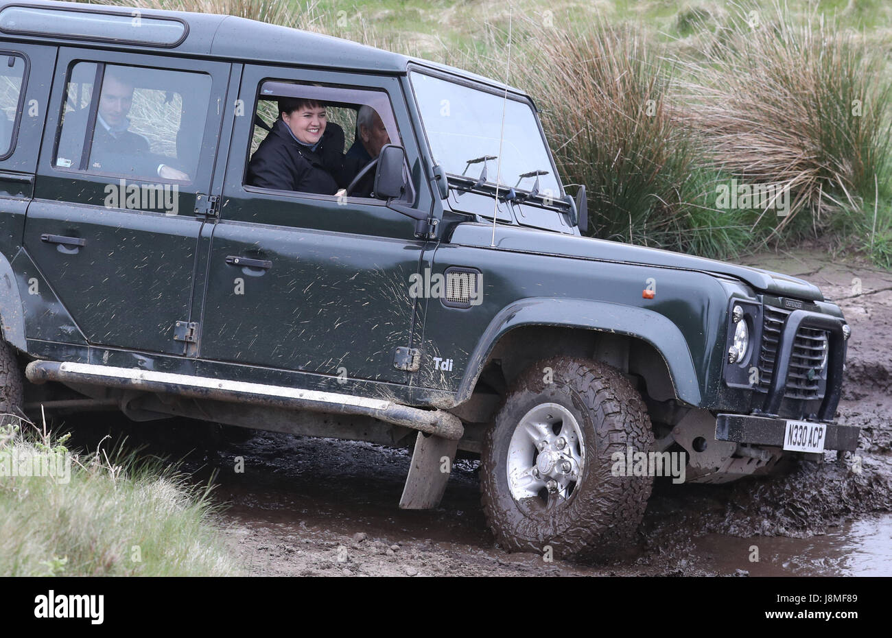 Scottish Conservative leader Ruth Davidson drives a Land Rover Defender ...