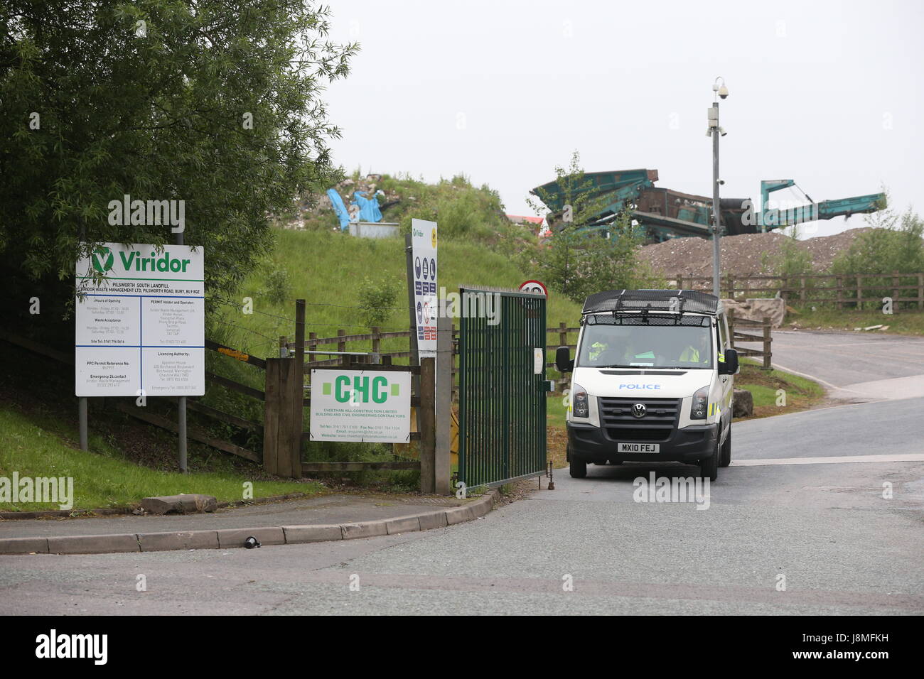 Police activity at the Viridor landfill site in Pilsworth on the outskirts of Bury where Greater