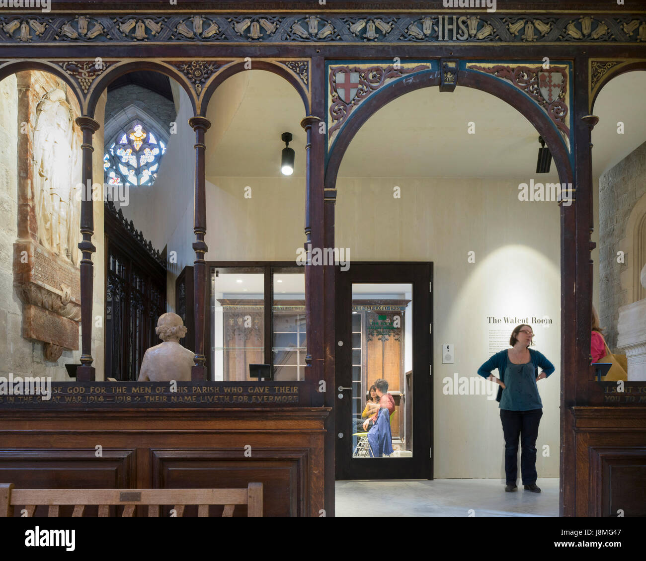Historic timber screen with view towards study room. Garden Museum ...