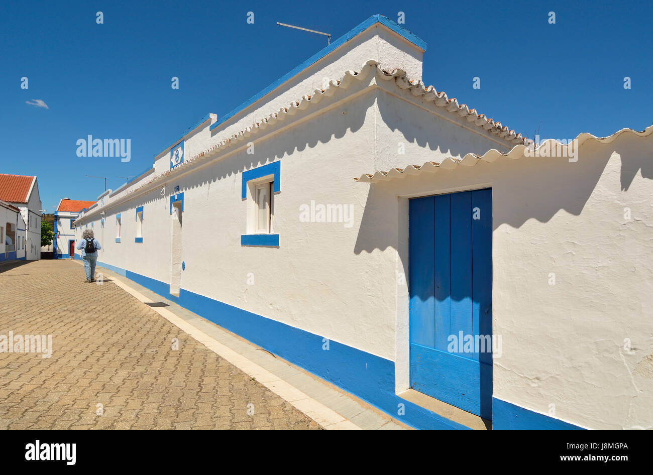 The traditional little village of Santa Susana, very rich in traditional architecture with white washed houses . Portugal Stock Photo