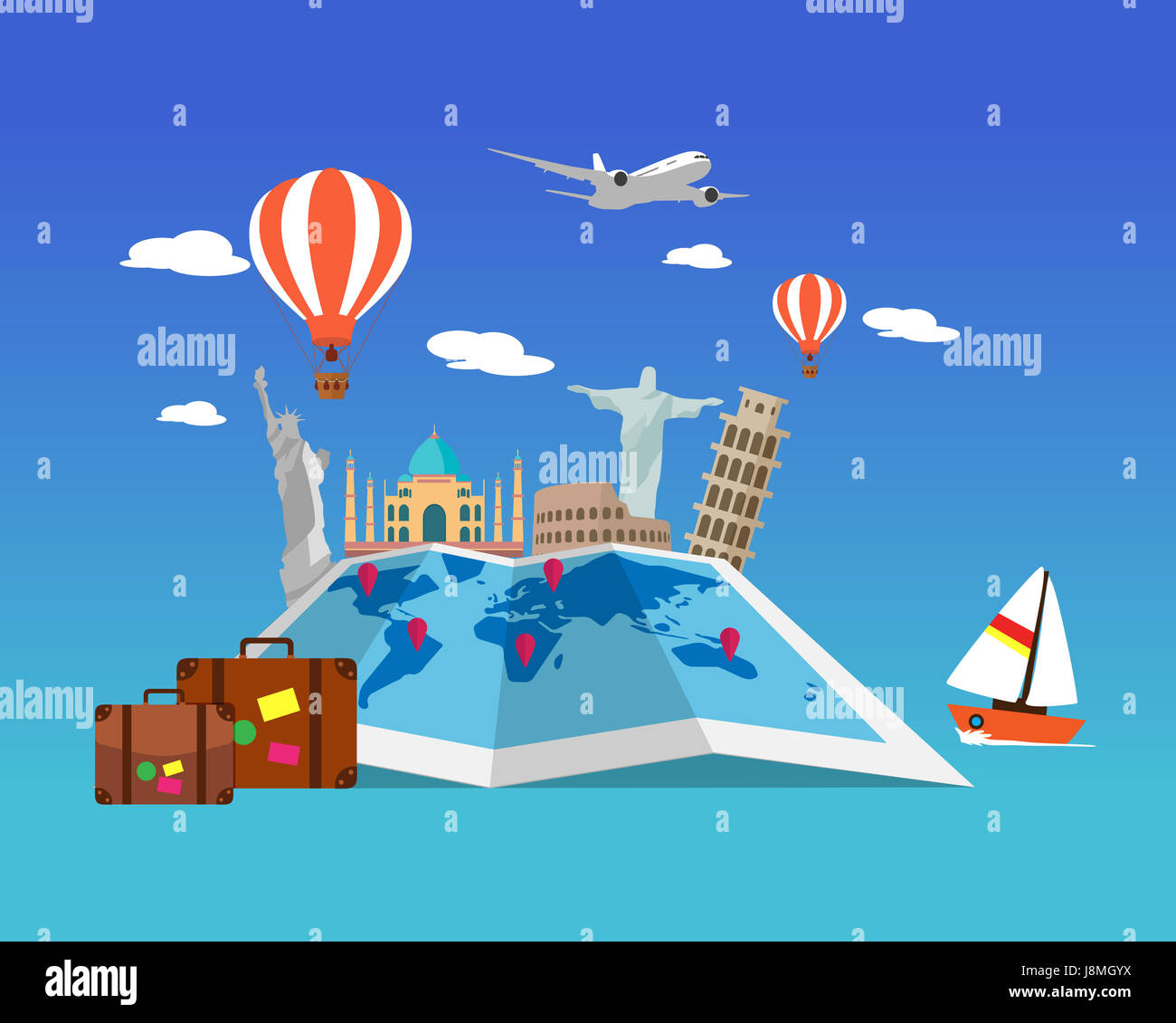 Suitcase vector travel landmarks hi-res stock photography and images ...