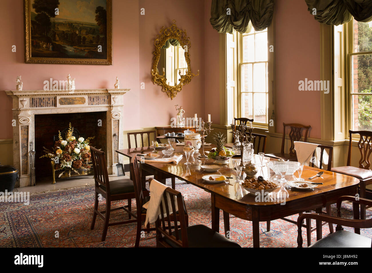 UK, England, Derbyshire, Derby, Friar Gate, Pickford’s House Museum interior, Georgian Dining Room Stock Photo