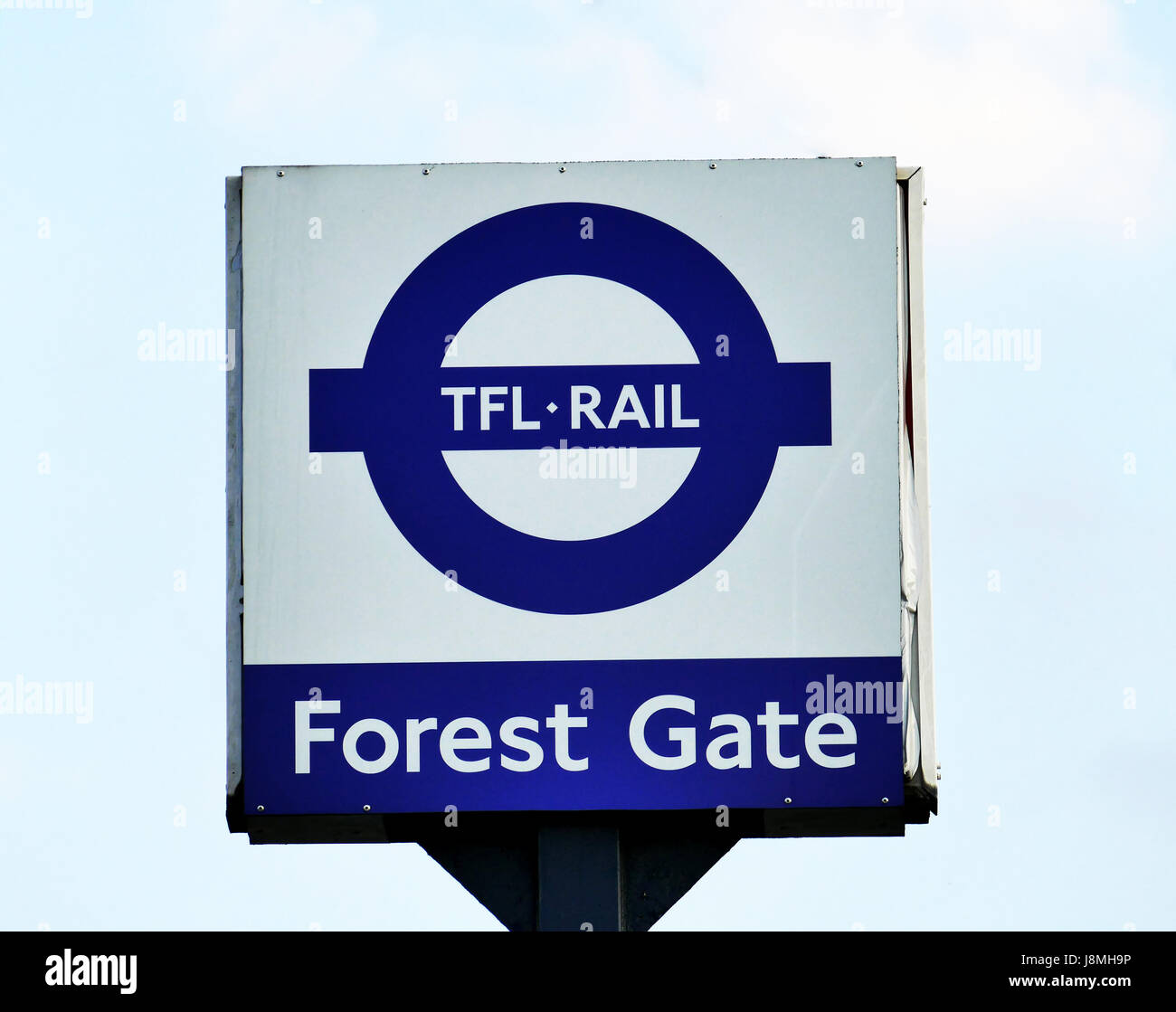 Sign outside Forest Gate railway Station, Woodgrange Road, Forest Gate, London, E7 Stock Photo