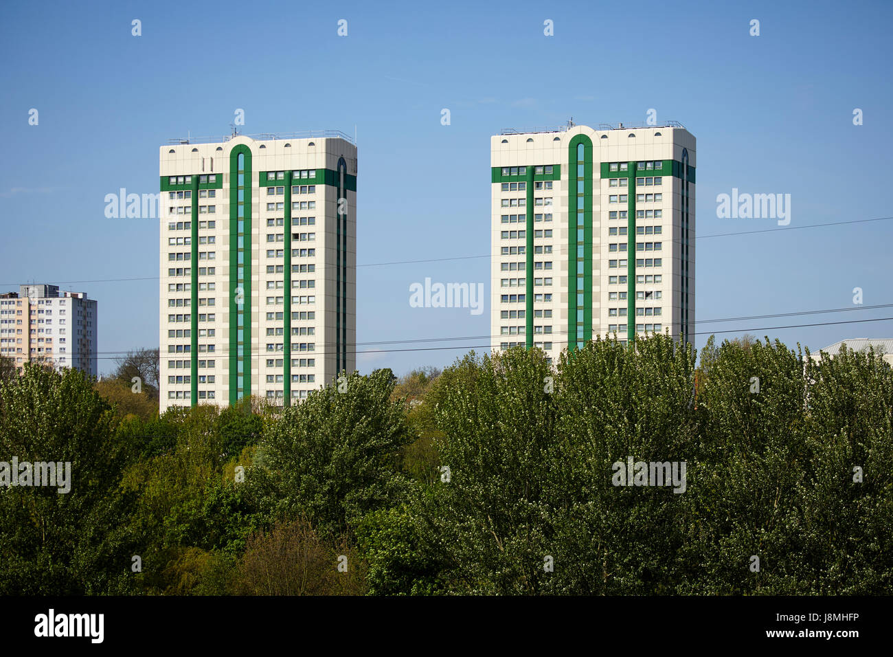 Lancashire Hill Flats clad towers in Stockport, Gtr Manchester, UK