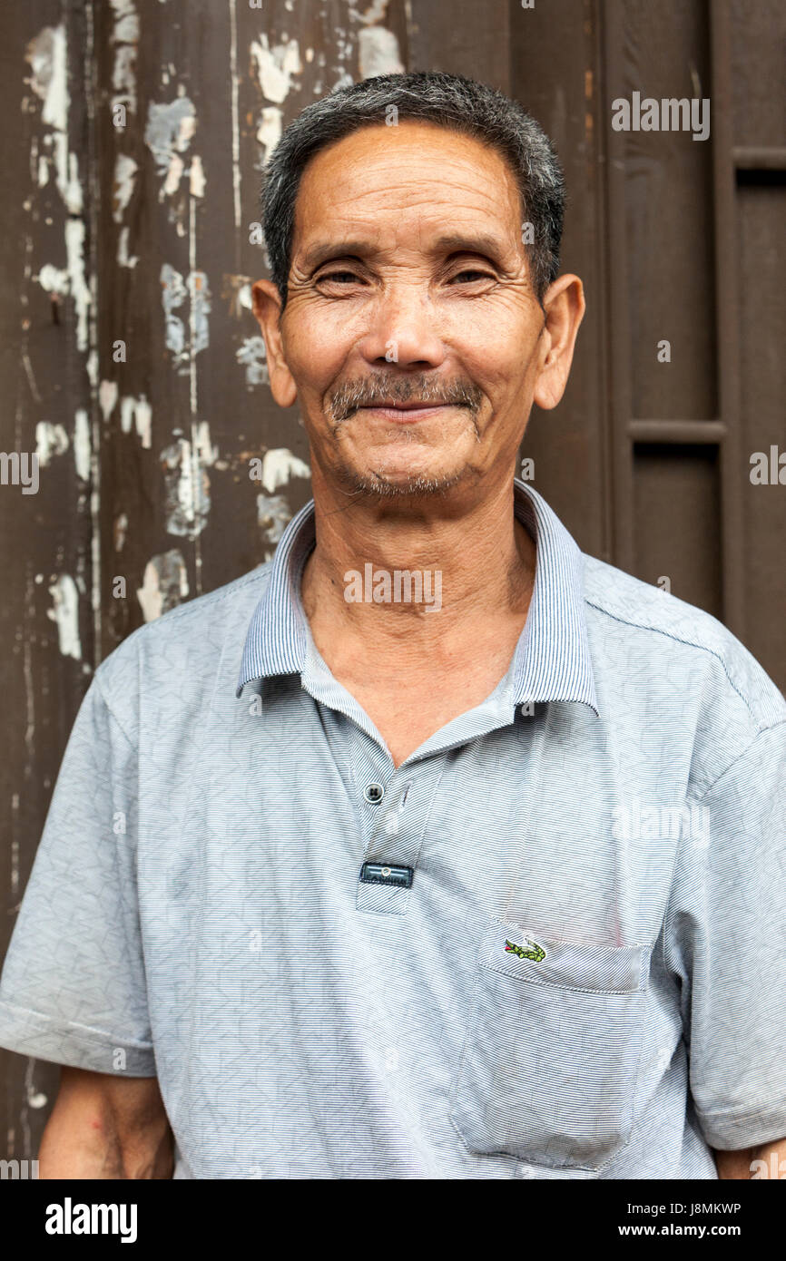 Yantou, Yongjia, Zhejiang, China.  Middle-aged Man. Stock Photo