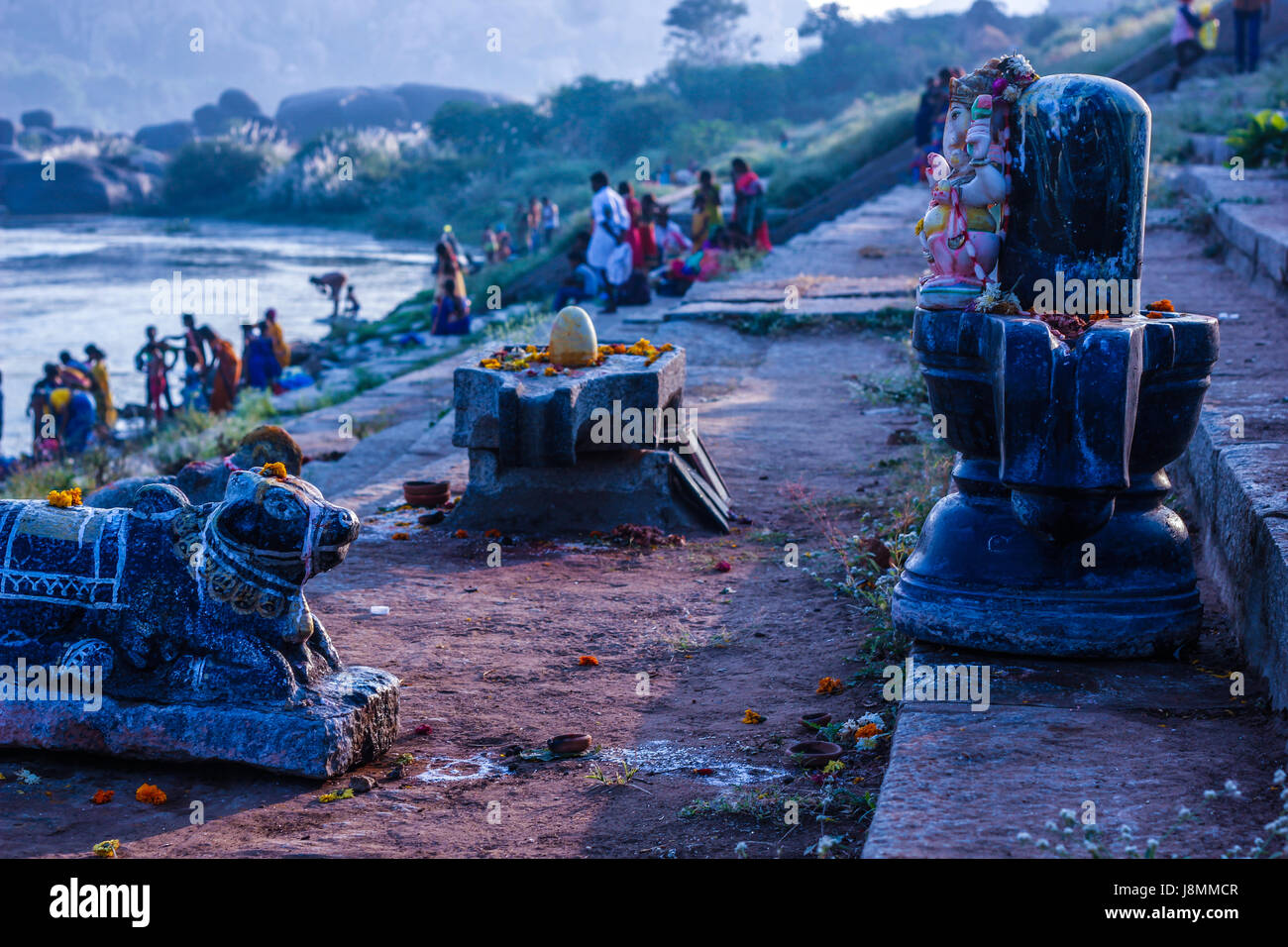 On the shores of Hampi, India Stock Photo