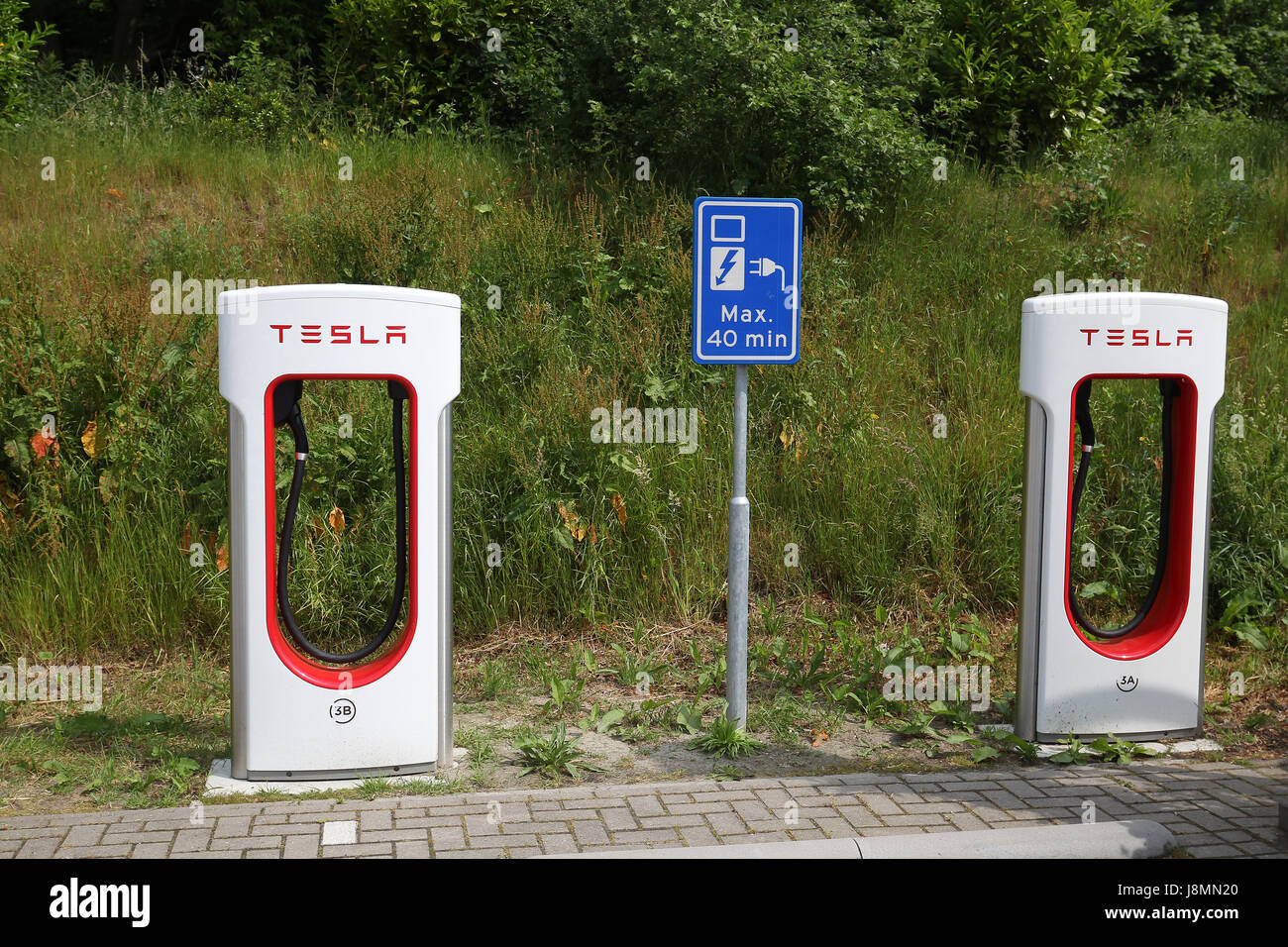 Supercharger Station Charging Tesla Electric Stock Photos