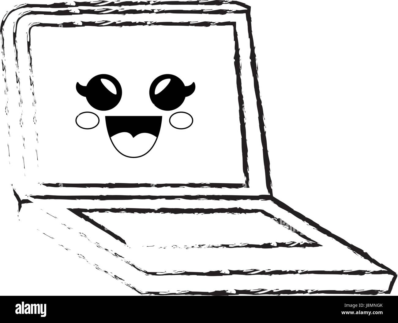 pc laptop cartoon smiley Stock Vector Image & Art - Alamy