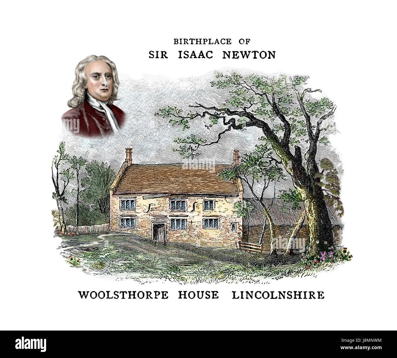 Isaac Newton's Birthplace, 17th century Woolsthorpe Manor Stock Photo