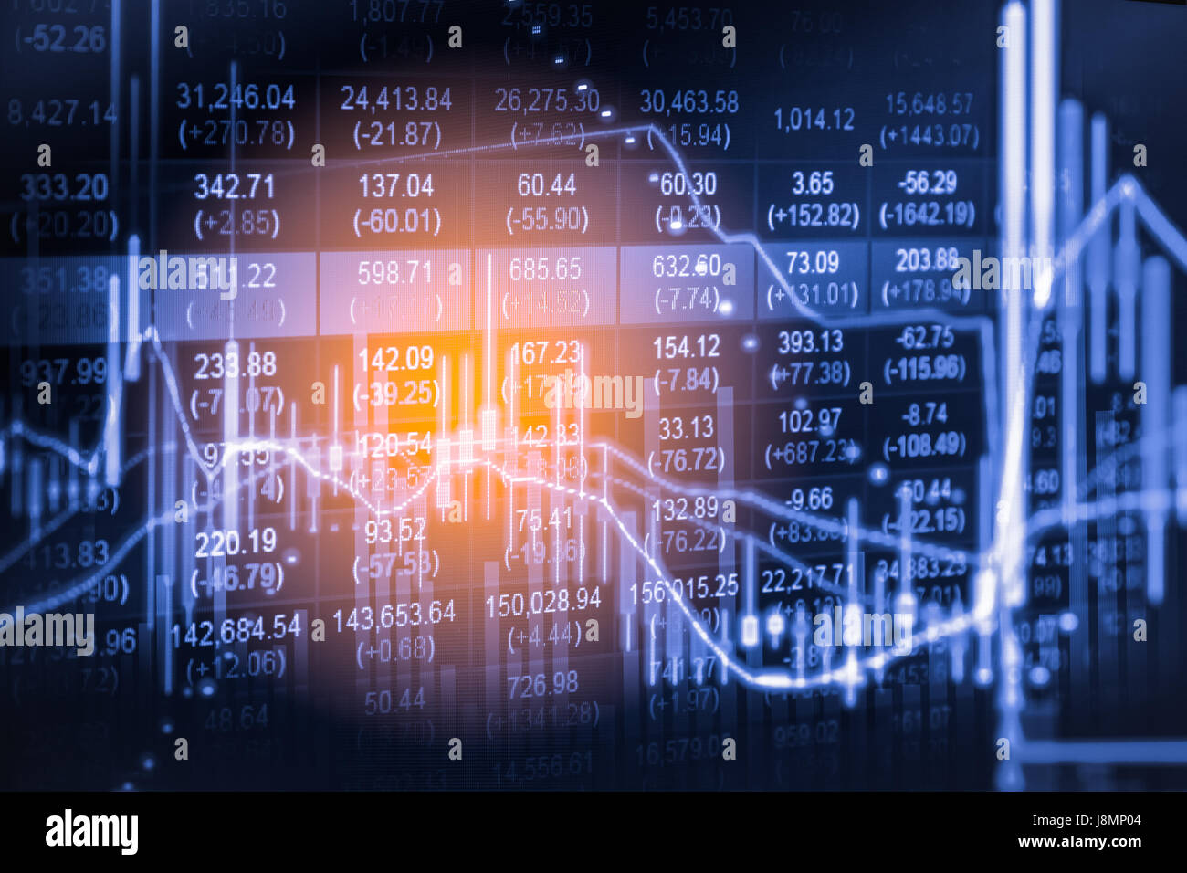 Index graph of stock market financial indicator analysis on LED ...