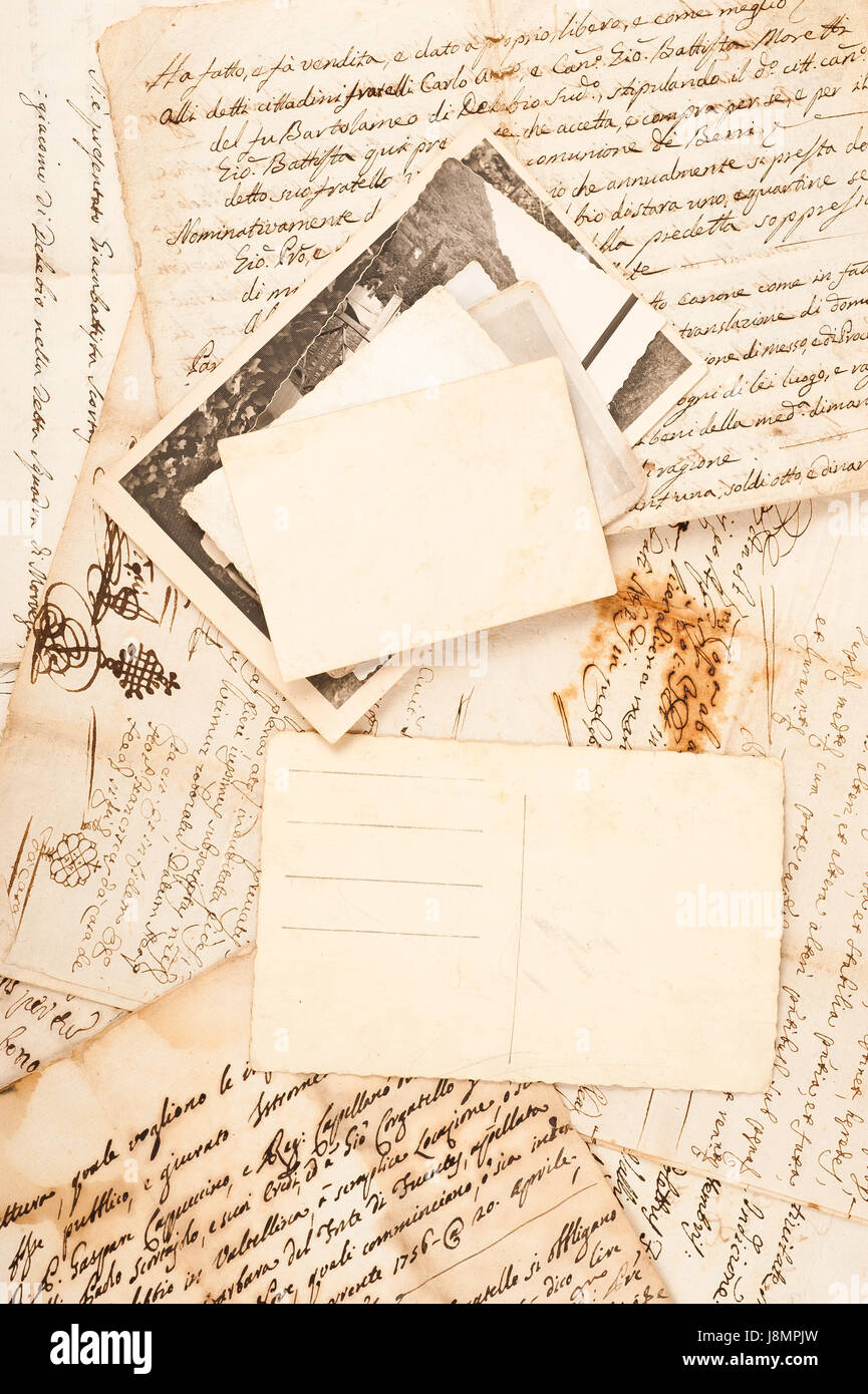 Old letters with old photos Stock Photo