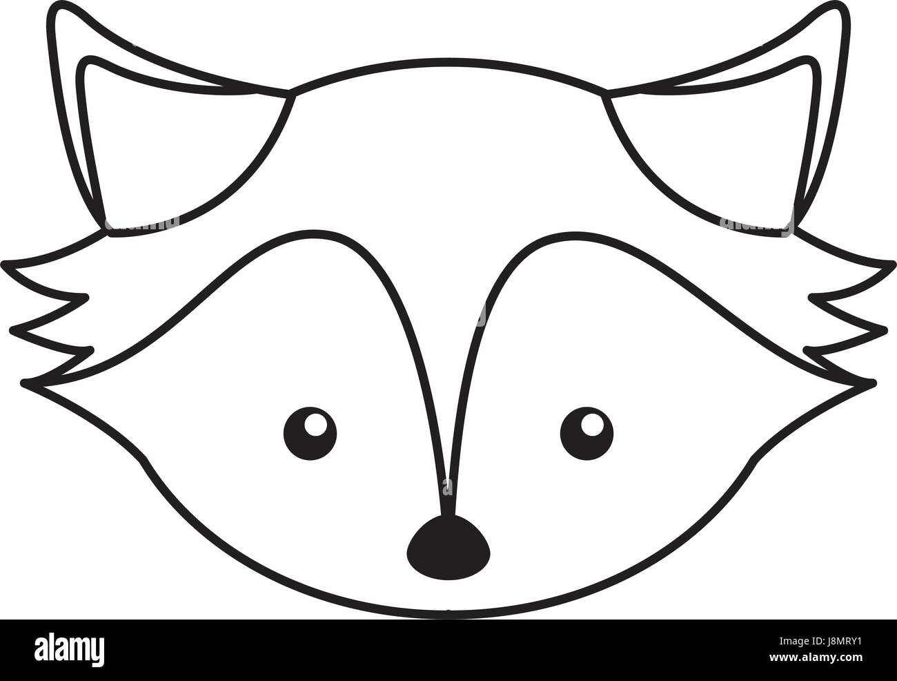 cute line icon fox face cartoon Stock Vector Art ...