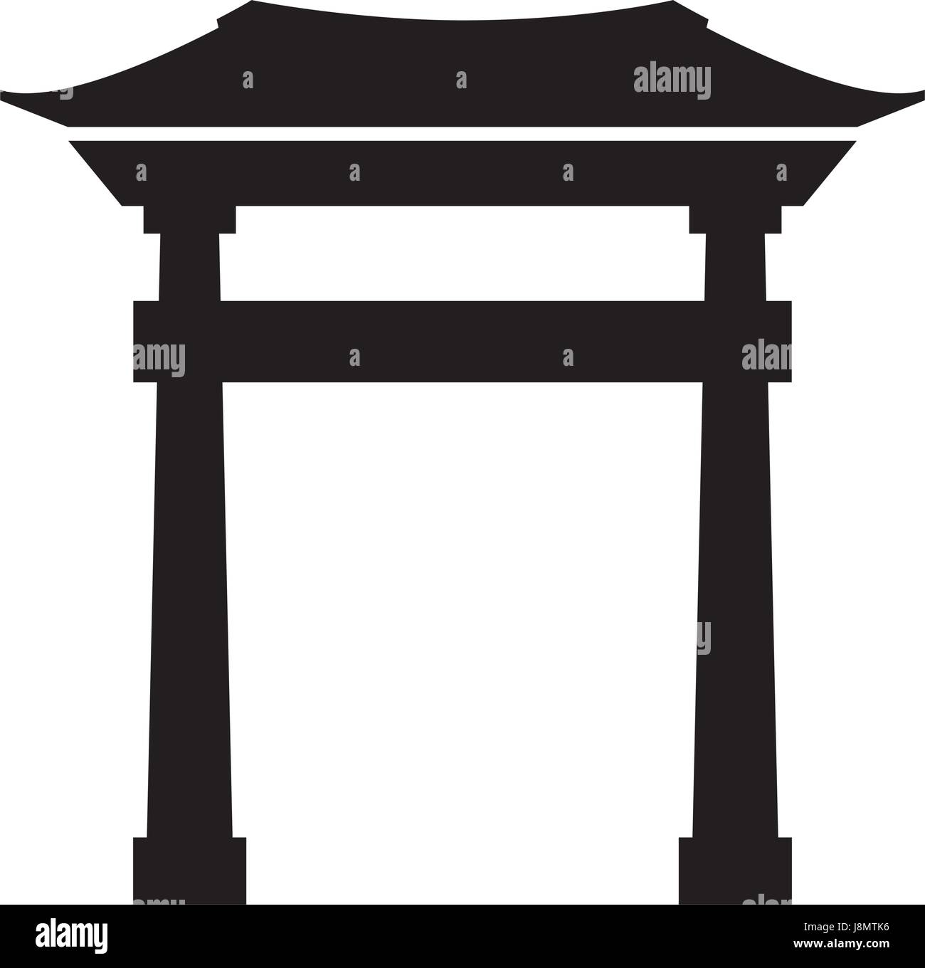 black icon chinese gate Stock Vector