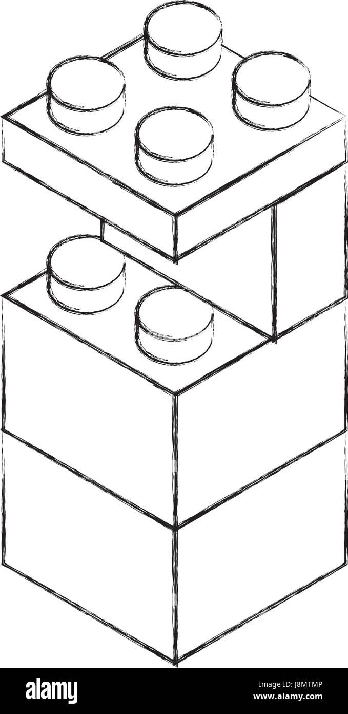 sketch draw toy building block bricks Stock Vector Image & Art - Alamy