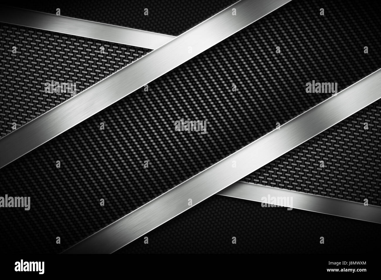 Three types of modern carbon fiber with polish metal plate texture material design for background, wallpaper, graphic design Stock Photo