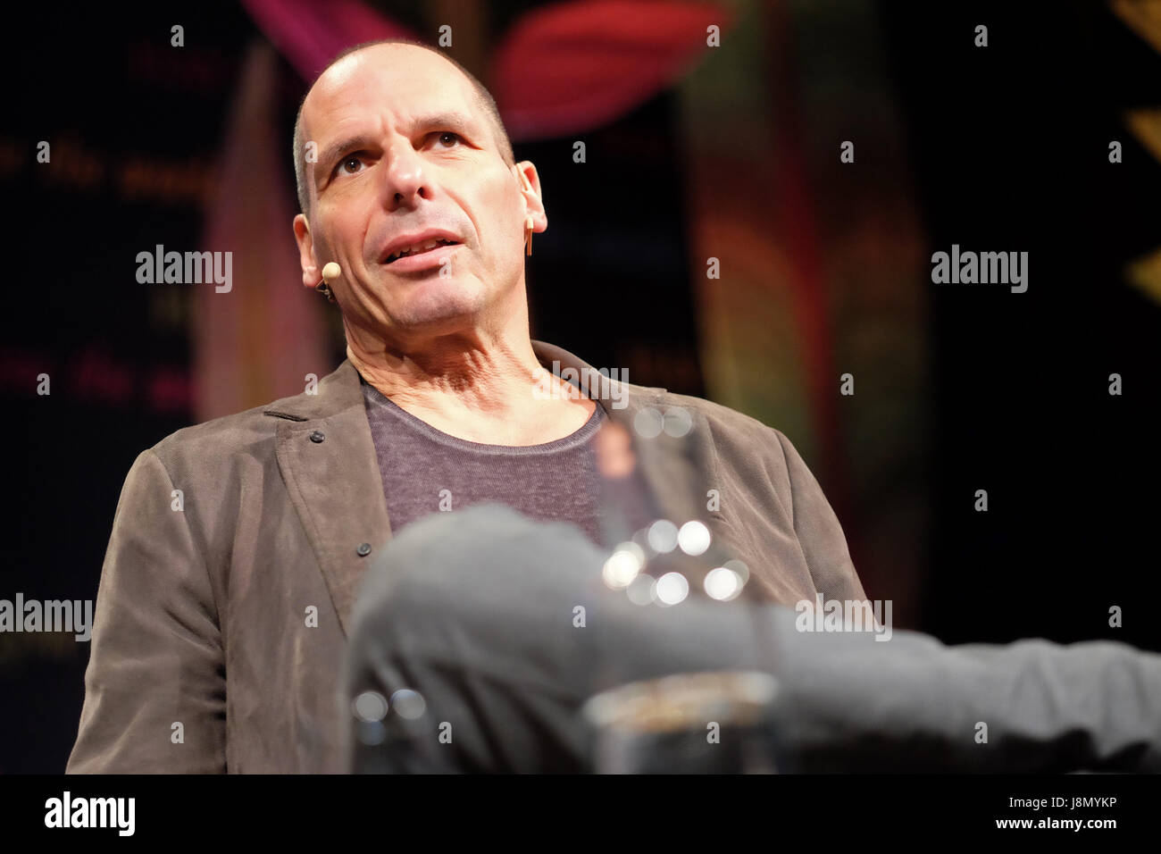 Hay Festival 2017 - Hay on Wye, Wales, UK - May 2017 - Yanis Varoufakis former Greek finance minister on stage at the Hay Festival talking about his latest book Adults In The Room  - Steven May / Alamy Live News Stock Photo