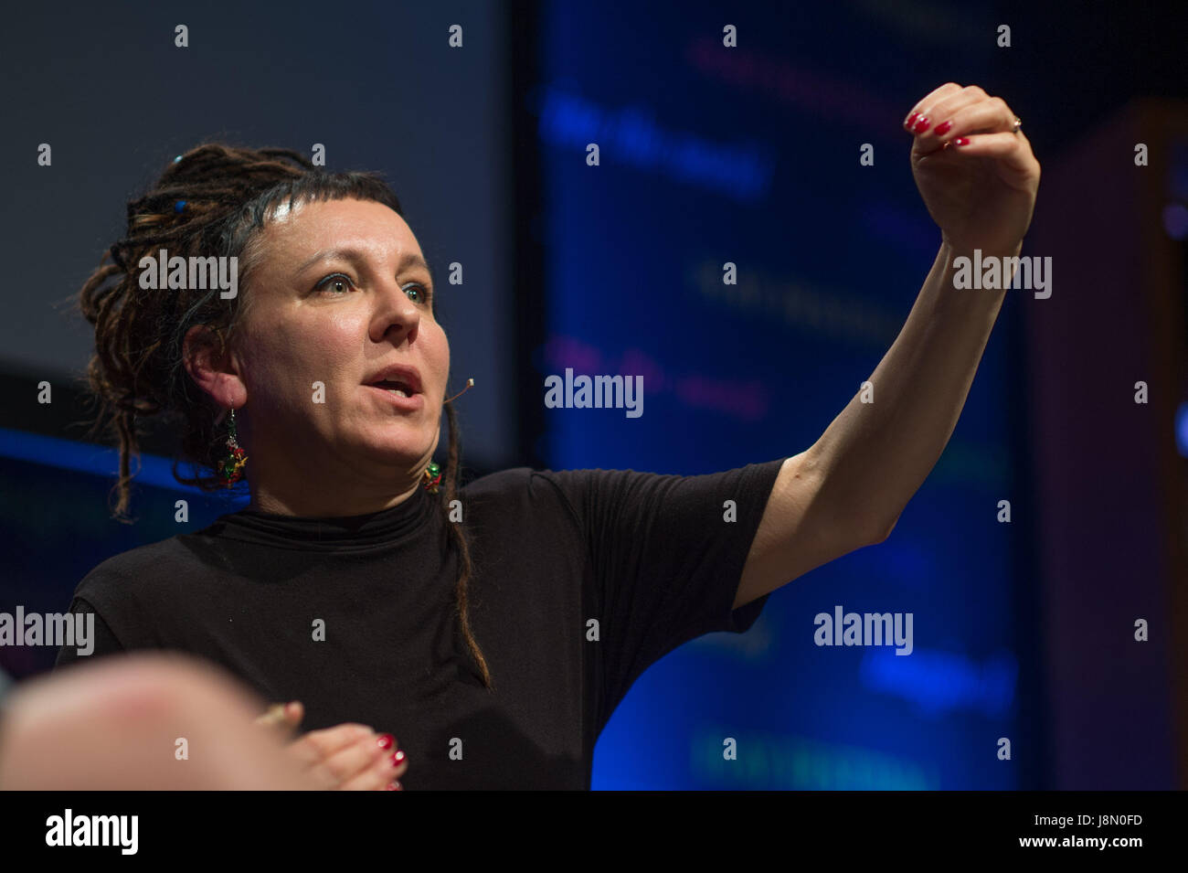 Hay Festival, Wales UK, Monday 29 May 2017 Celebrated Polish writer OLGA TOKARCZUK appearing at the 2017 Hay Festival of Literature Now in its 30th year, the festival draws tens of thousand of visitors a day to what was described by former US president Bill Clinton as 'the woodstock of the mind' Photo credit Credit: keith morris/Alamy Live News Stock Photo