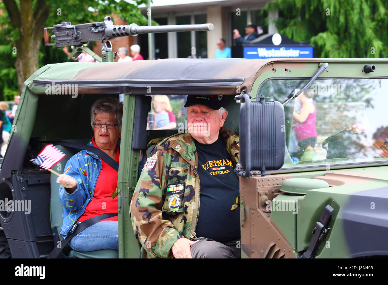 Westminster, Maryland, USA. 29th May, 2017. A US Navy Vietnam War veteran takes part in parades for Memorial Day, a federal holiday in the United States for remembering those who died while serving in the country's armed forces. Credit: James Brunker/Alamy Live News Stock Photo