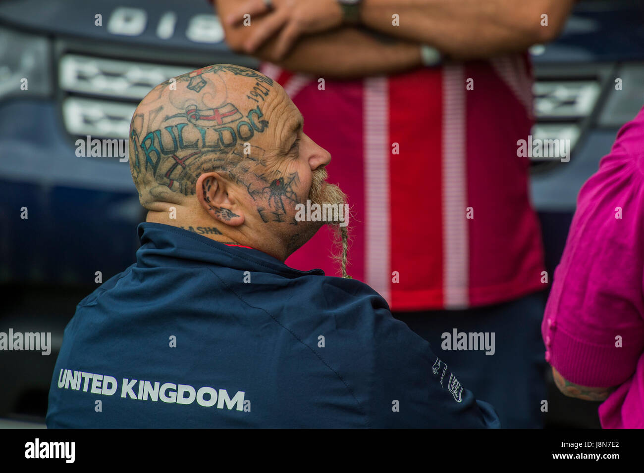 London, UK. 30th May, 2017. A tattooed team member - Prince Harry attends the launch of UK team for the Invictus Games Toronto at Tower of London. The Invictus Games was set up for injured soldiers. London 30 May 2017 Credit: Guy Bell/Alamy Live News Stock Photo