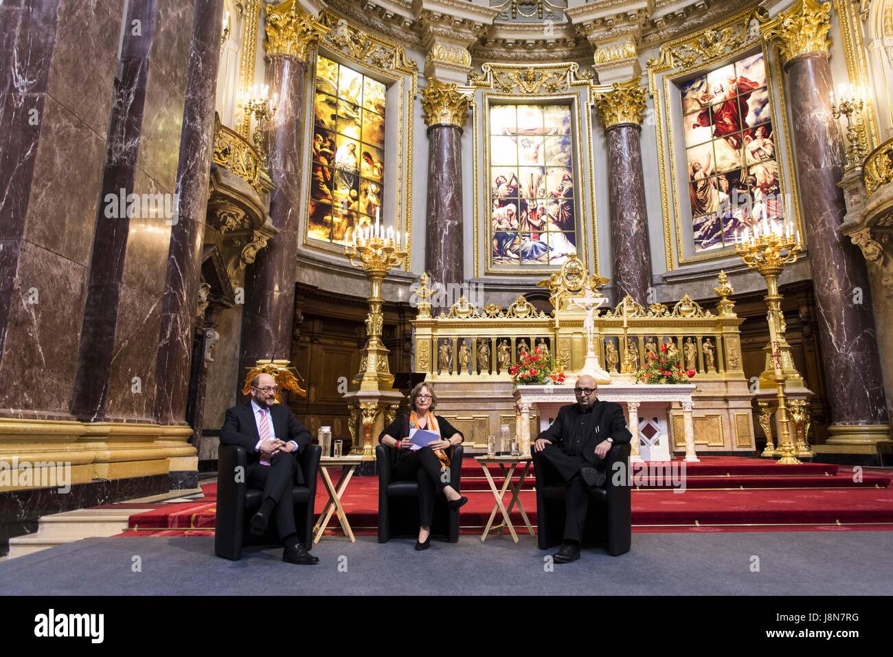 Berlin, Berlin, Germany. 26th May, 2017. MARTIN SCHULZ, candidate for the German Chancellorship and chairman of the Social Democratic Party of Germany (SPD) and former President of the European Parliament, in Berlin Cathedral during the 36th German Protestant Church Congress which take place in Berlin and Wittenberg from 24 to 28 May 2017 under the slogan 'You see me' [German: 'Du siehst mich' Credit: Jan Scheunert/ZUMA Wire/Alamy Live News Stock Photo