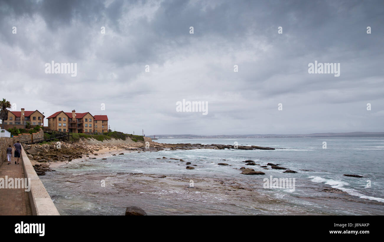Mossel Bay - South Africa, 27 JANUARY 2015: Stop in Mossel Bay and walk on the promenade while traveling on the garden route. Stock Photo