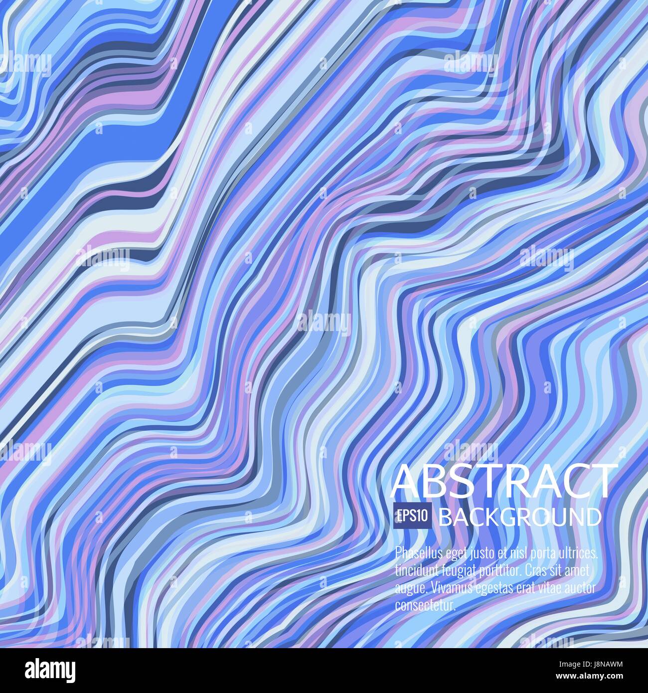 Vector warped lines background. Flexible stripes twisted as silk forming volumetric folds. Colorful variable width stripes with shadows and highlights. Vector illustration Stock Vector