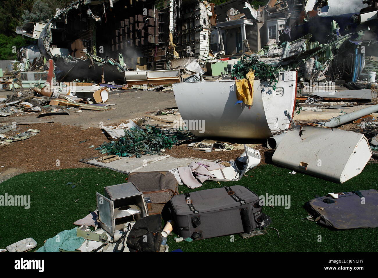 Airplane Crash Site From War of the Worlds Movie In Universal Studios, Los Angeles, California Stock Photo