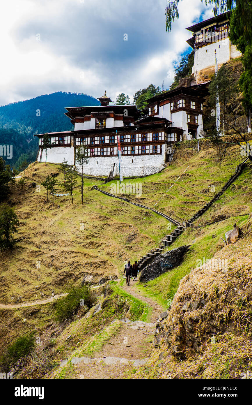 Chagri Monastery in Thimphu valley is Bhutan's first monastery established in 1620. Stock Photo