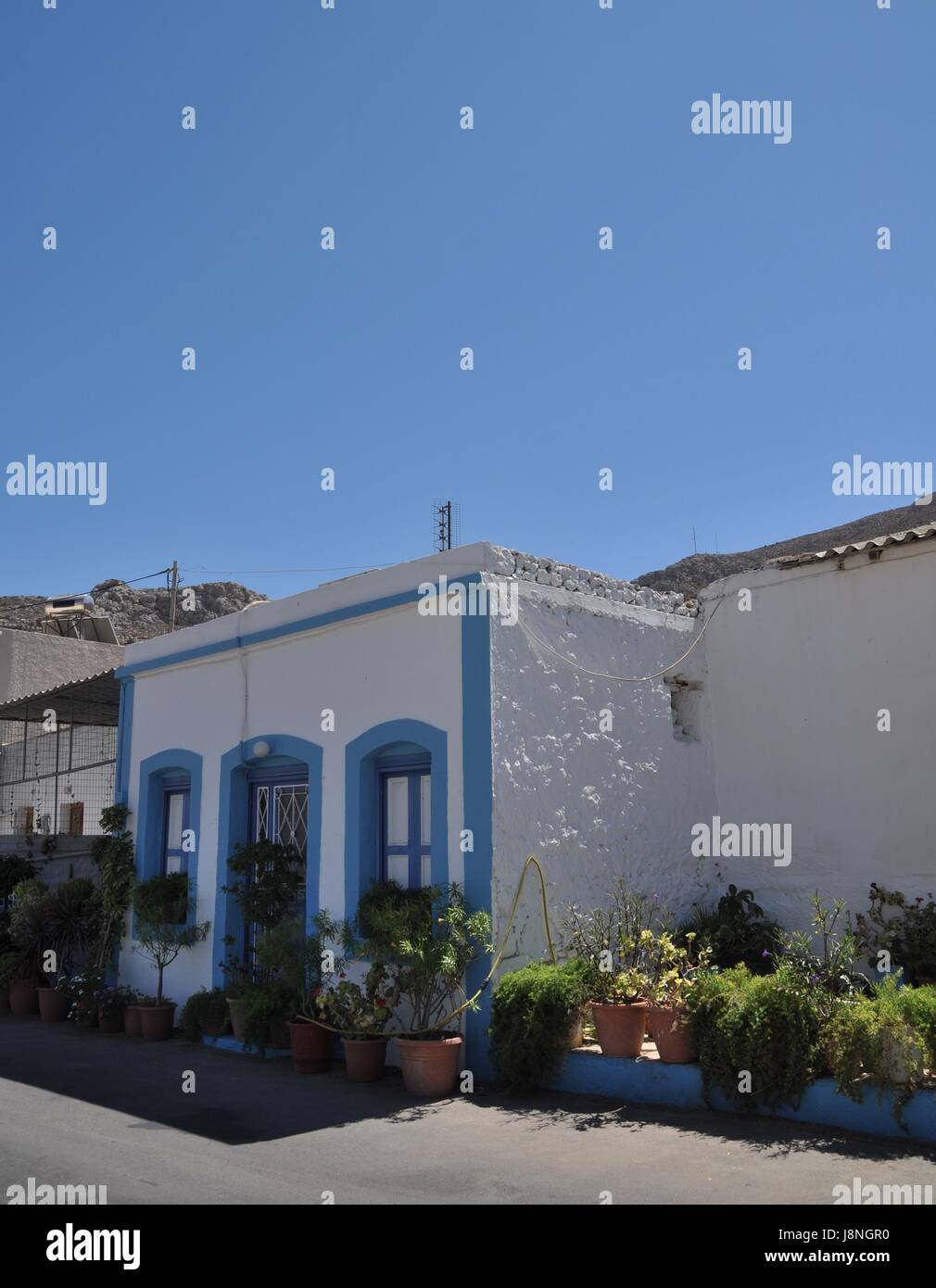 house, building, tree, greece, greek, nature, blue, house, building, beautiful, Stock Photo