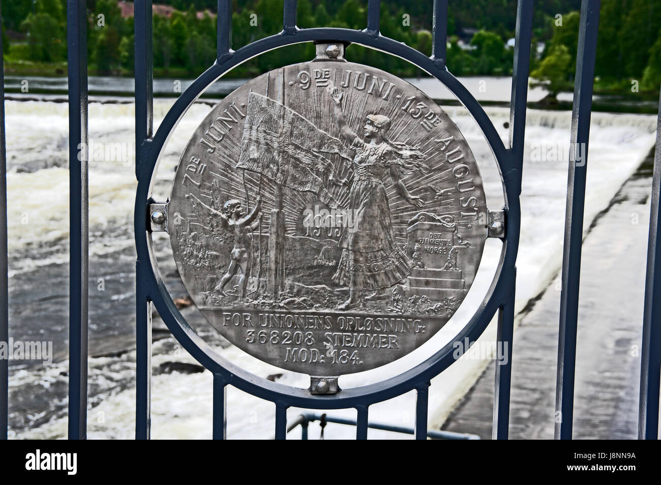 Replica Mint Coin, From Royal Mint Silver Mine, On Bridge over River, Kongsberg, Buskerud, Norway, Stock Photo