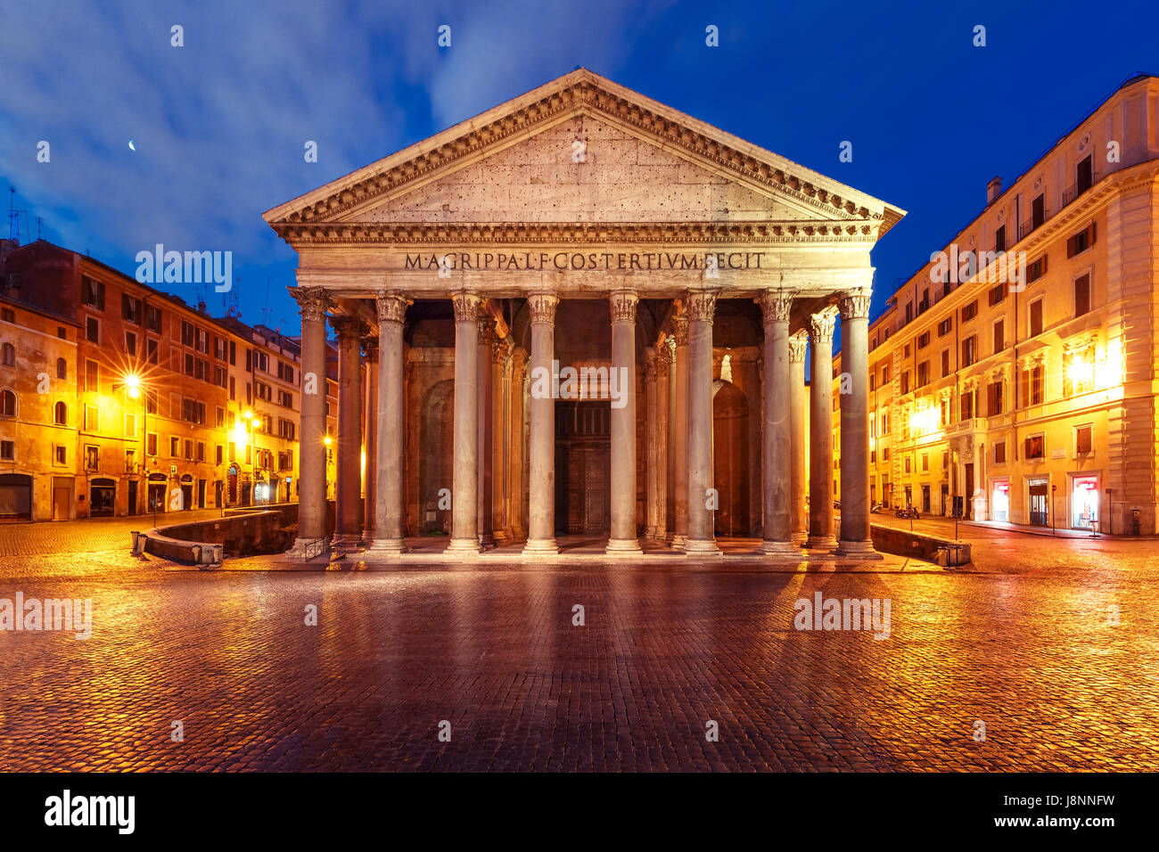 The Pantheon at night, Rome, Italy Stock Photo