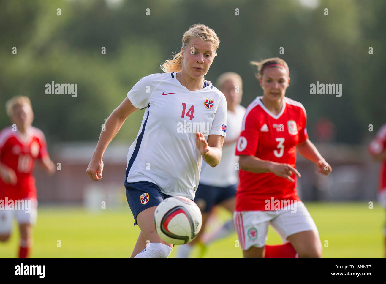 Ada Hegerberg of Norway in action during the UEFA Women's Euro 2017 Qualifier match between Wales Women and Norway Women at Newport Stadium, Spytty Pa Stock Photo