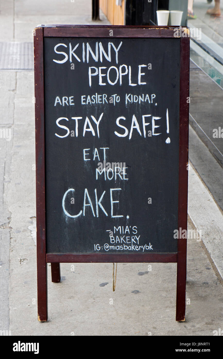 A very funny sign outside of Mia's bakery on Smith Street in Coblle Hill encouraging people to eat more cake. Brooklyn, New York City Stock Photo - Alamy A very funny sign outside of Mia's bakery on Smith Street in Coblle Hill encouraging people to eat more cake. Brooklyn, New York City Stock Photo - Alamy